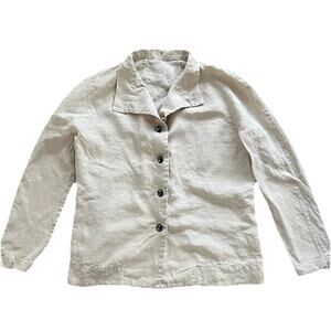 Peter Cohen Butter Ivory Linen Women Blazer Jacket Small A001850